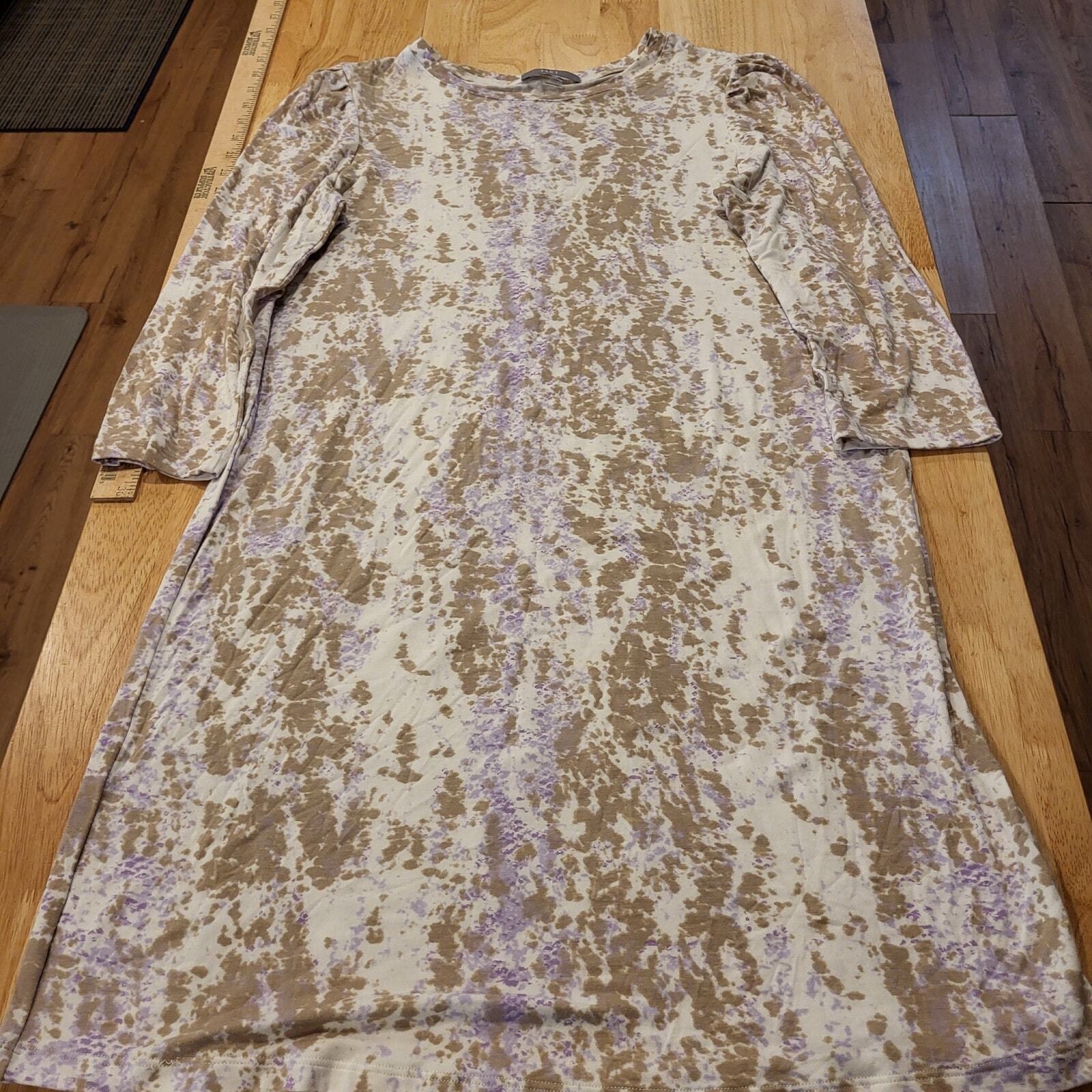 Pink & Gray Long Sleeve Abstract Tart Knit Long Sleeve Knee Length Dress Large