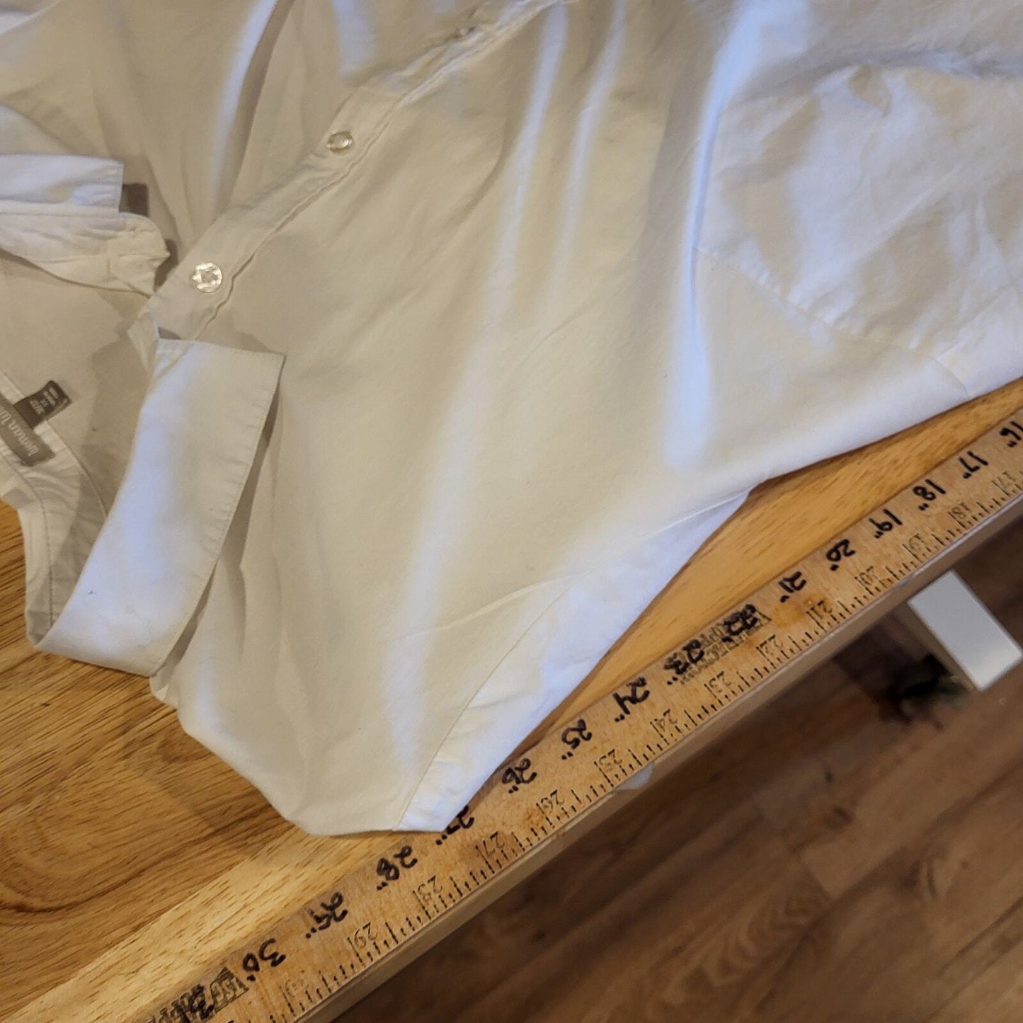 White Cotton Woman Within Flowey Collared Button Down 29" P2P