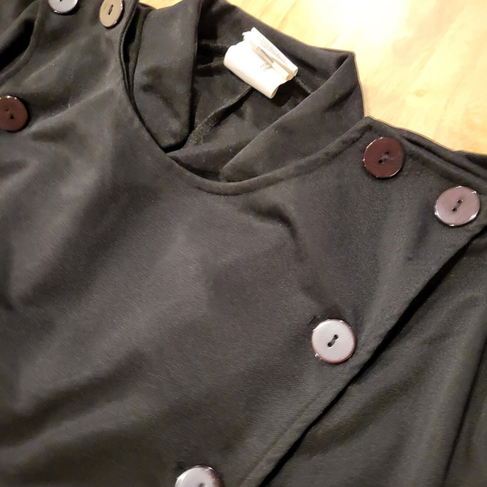 Green Hornet Costume Top Black Button Polyester Adult Medium/Large Halloween