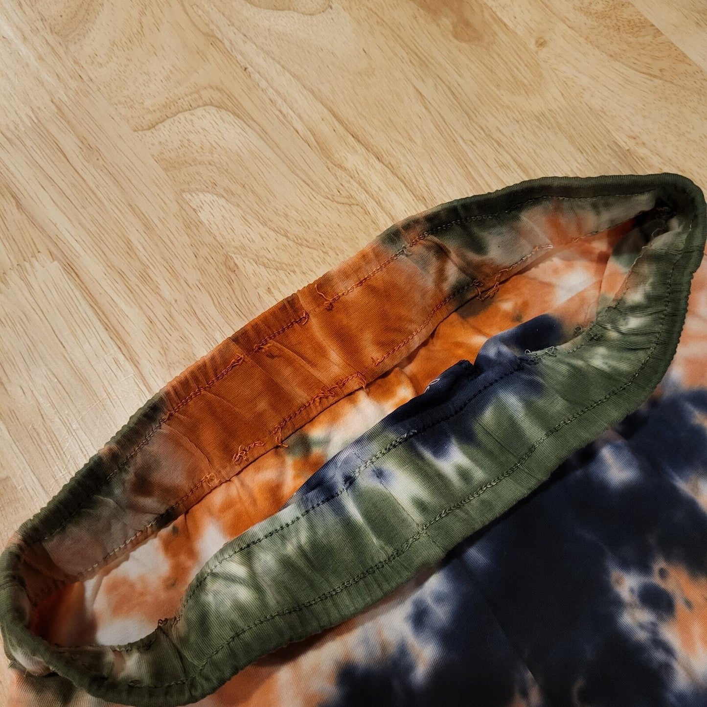 Orange & Blue Tie Dye Jersey Knit Pencil Skirt 24" Waist 31" Long