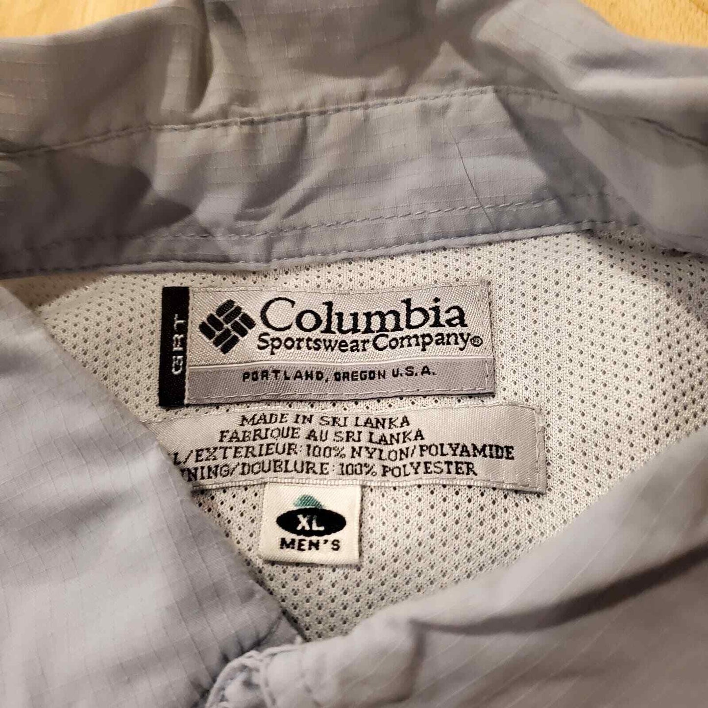 Blue Columbia GRT Long Sleeve Nylon/Polyester Button Down XL