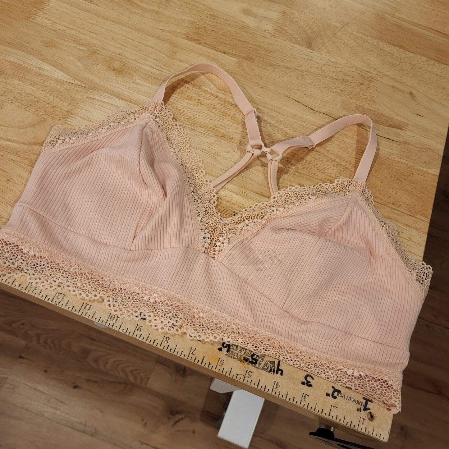 Colsie Peach Lace Bralette Adustable Straps XL Cotton 30" 