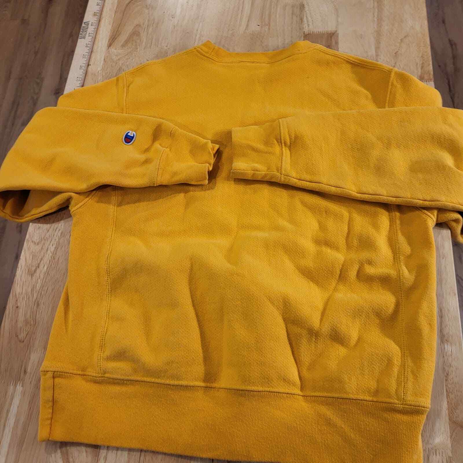 Yellow Champion Long Sleeve Sweatshirt 21" Pit to Pit Size Sm. Logo Applique 