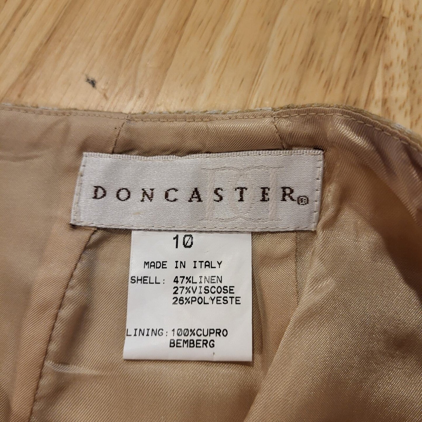 Doncaster Linen Blend  Botanical Detail Pencil Skirt Italian Back Slit 10 30" W