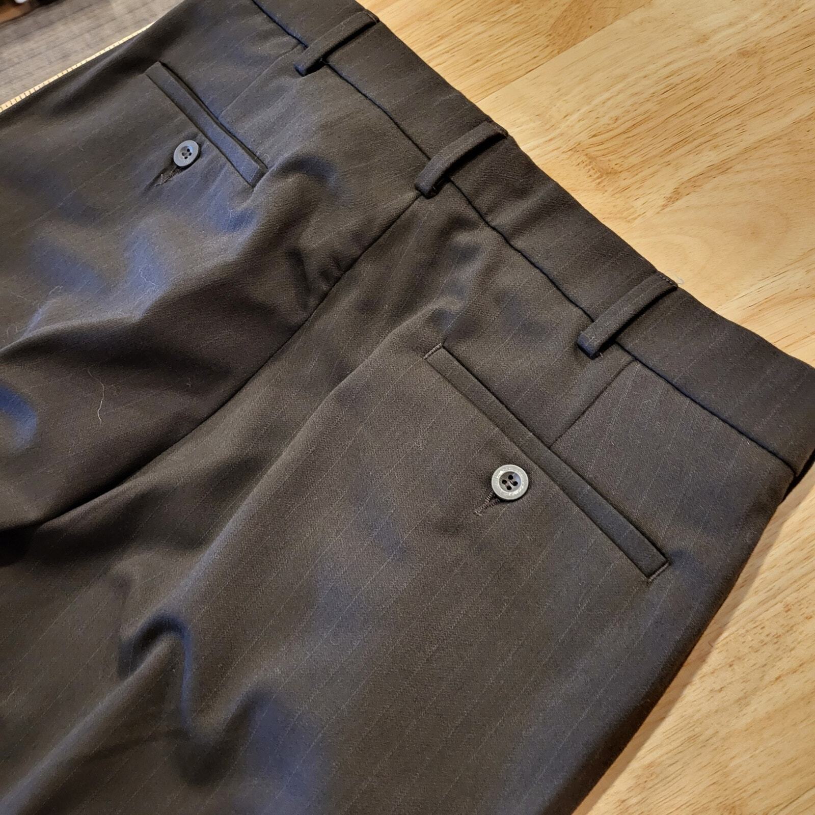 Dockers 32x30 Dress Pants Polyester Wool Blend Flat Front Gray Straight Leg