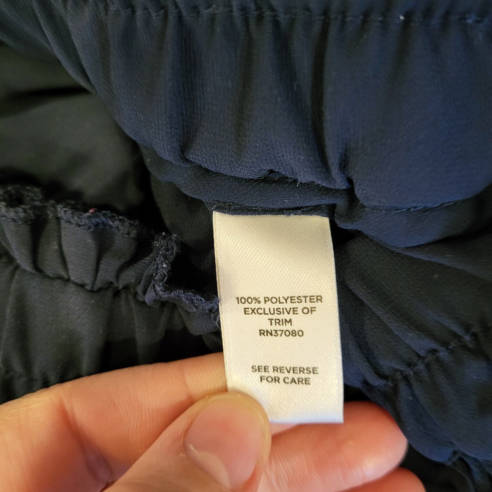 Est. 1946 Navy Blue Pleated Elastic Waist Skirt Button 18/20w Mid Length Rayon