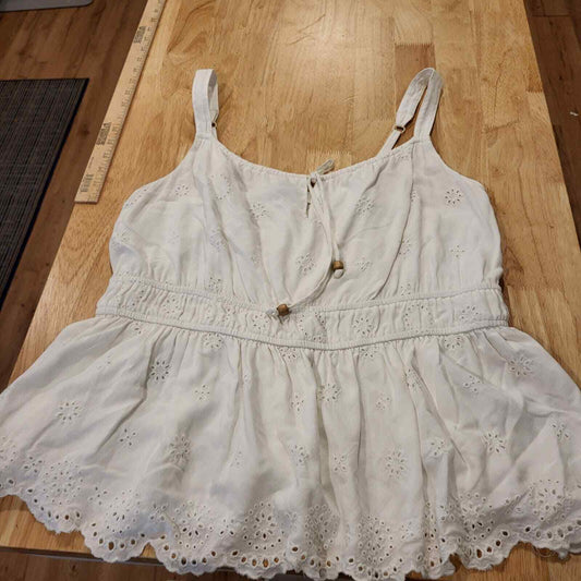 White eyelet gathered waist Torrid tank Jersey material adjustable straps Large