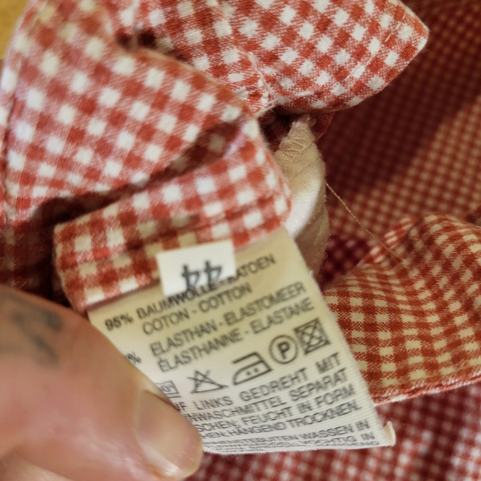 Vanilla Red Gingham Cotton Stretch Cigarette Pants 44 Zip Ankle Straight