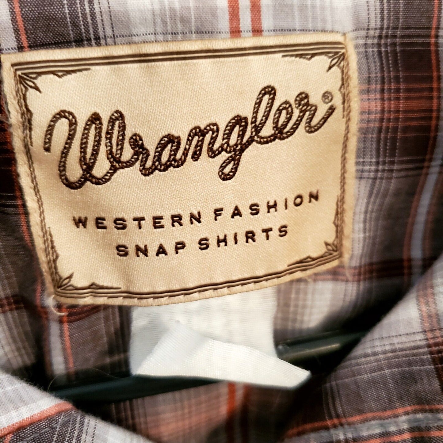 Vintage Wrangler Pearl Snap Medium Long Sleeve Button Down Brown Plaid  26" P2P