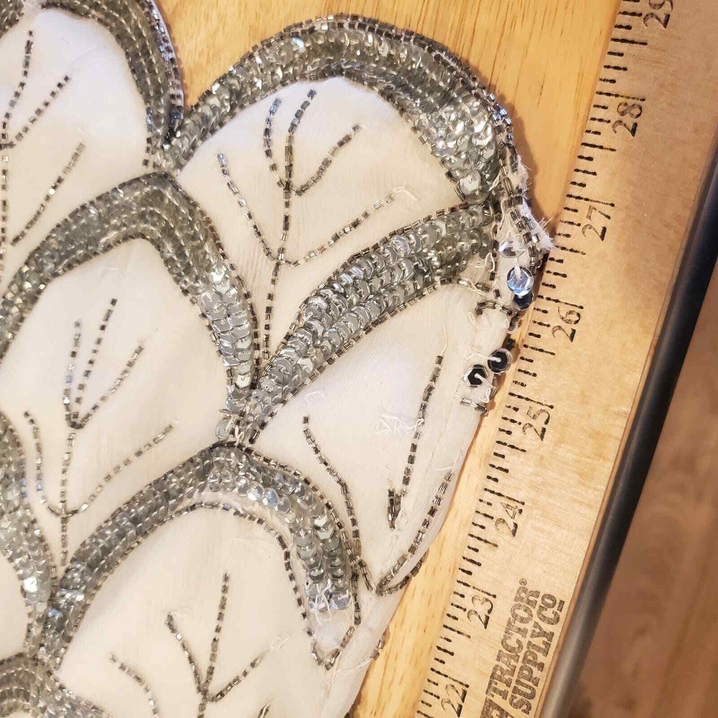 Silver Fish Scale Beaded White Silk Blouse 