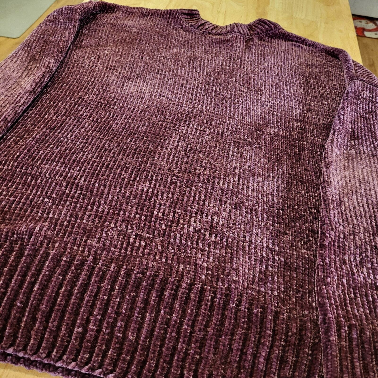 Purple Chenille Knit Sweater Zenana Outfitters XL Soft Lush Oversized 