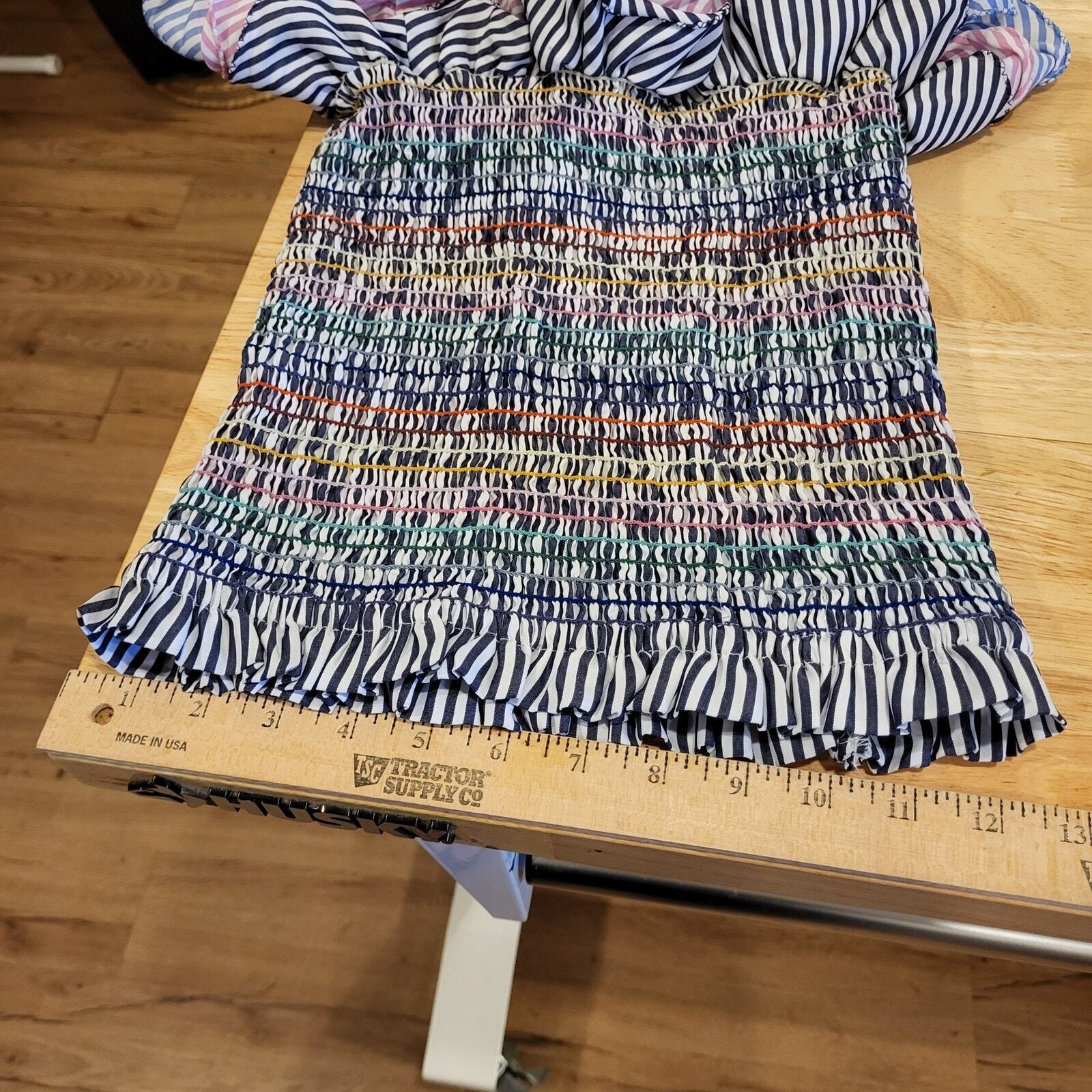 Do+be Sheered Elastic Striped  Tube Top Ruffle Hem Multi-Color 