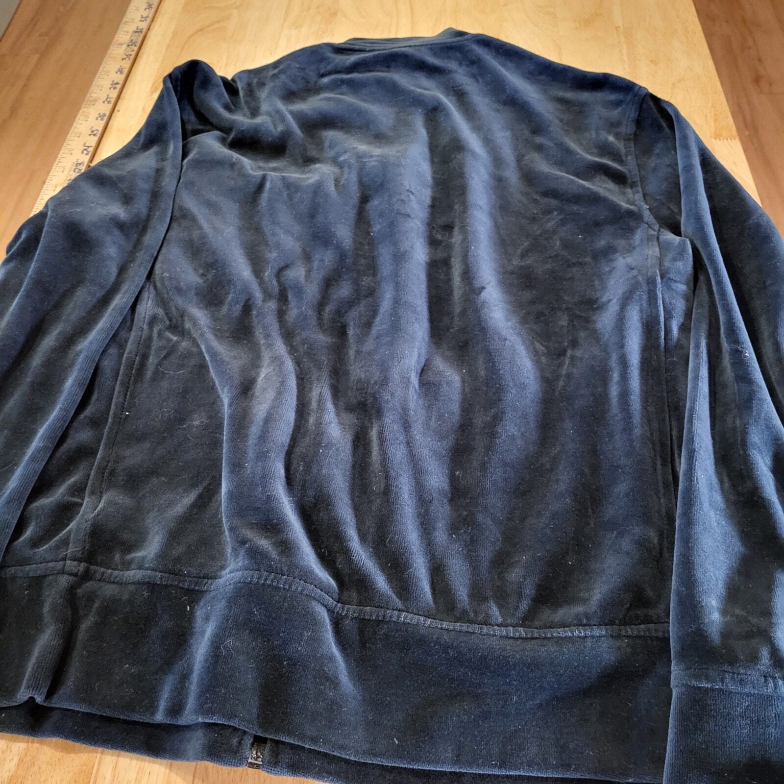 Black Terry Full Zip DKNY Track Jacket Cotton Blend Medium