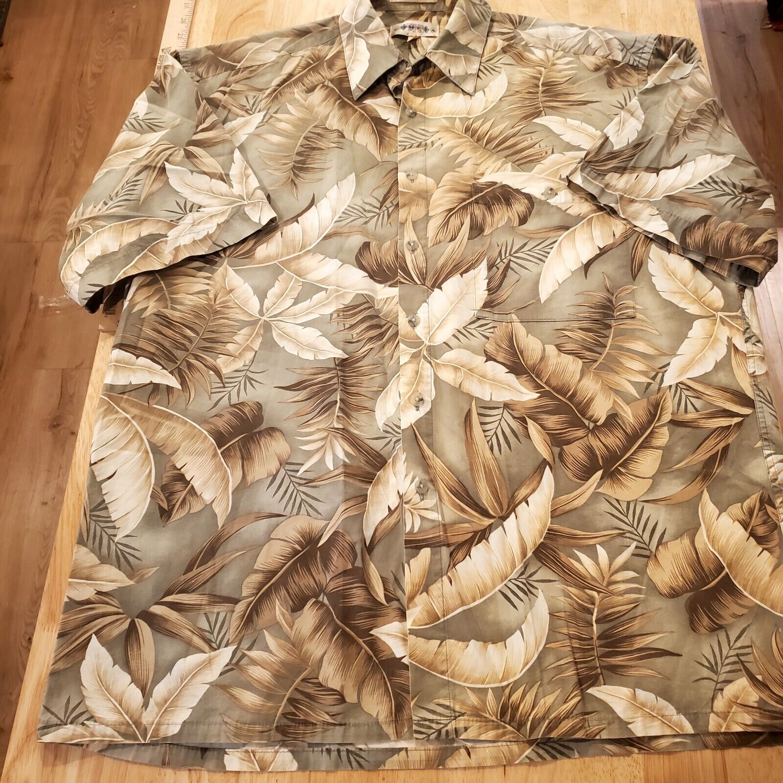 Campia Moda Hawaiian Shirt Men Extra Large Brown Button Down Short Sleeve 