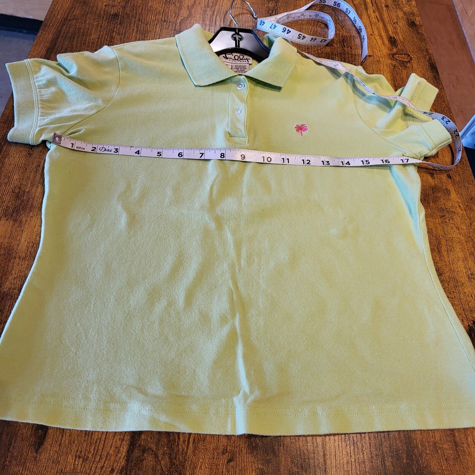Lilly Pulitzer Lime Green Medium Golf Polo Collared Button 18" P2P