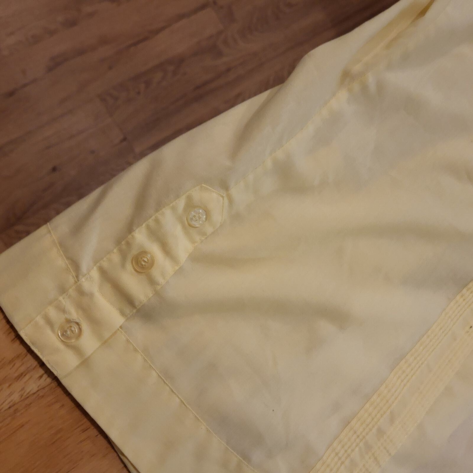 Yellow Guayabera Cuban Cotton Blend Button Down Collared Shirt 27" Pit2pit