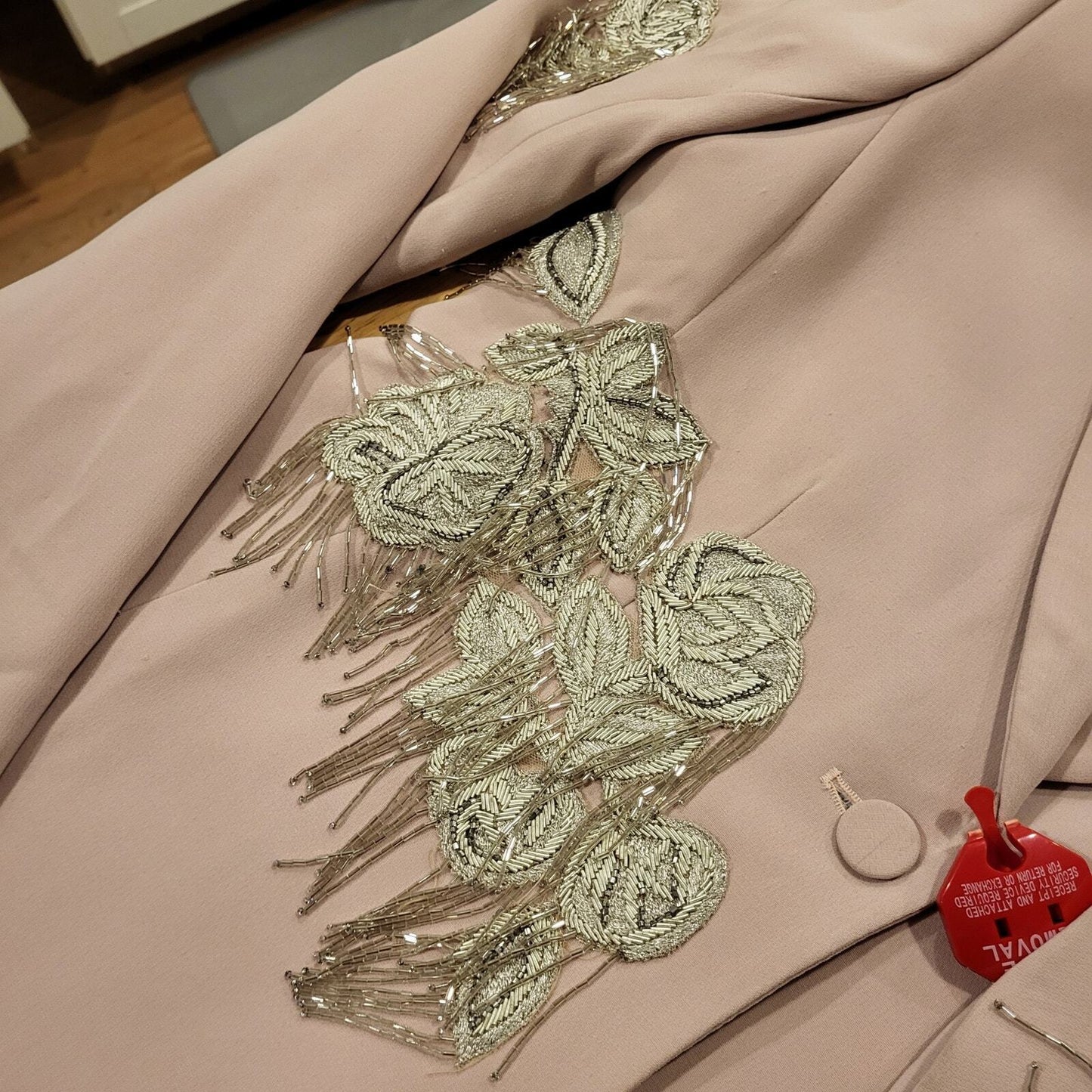 Cinq a Cept Pink Salt Candace Beaded Blazer Size 6 18" Pit 2Pit