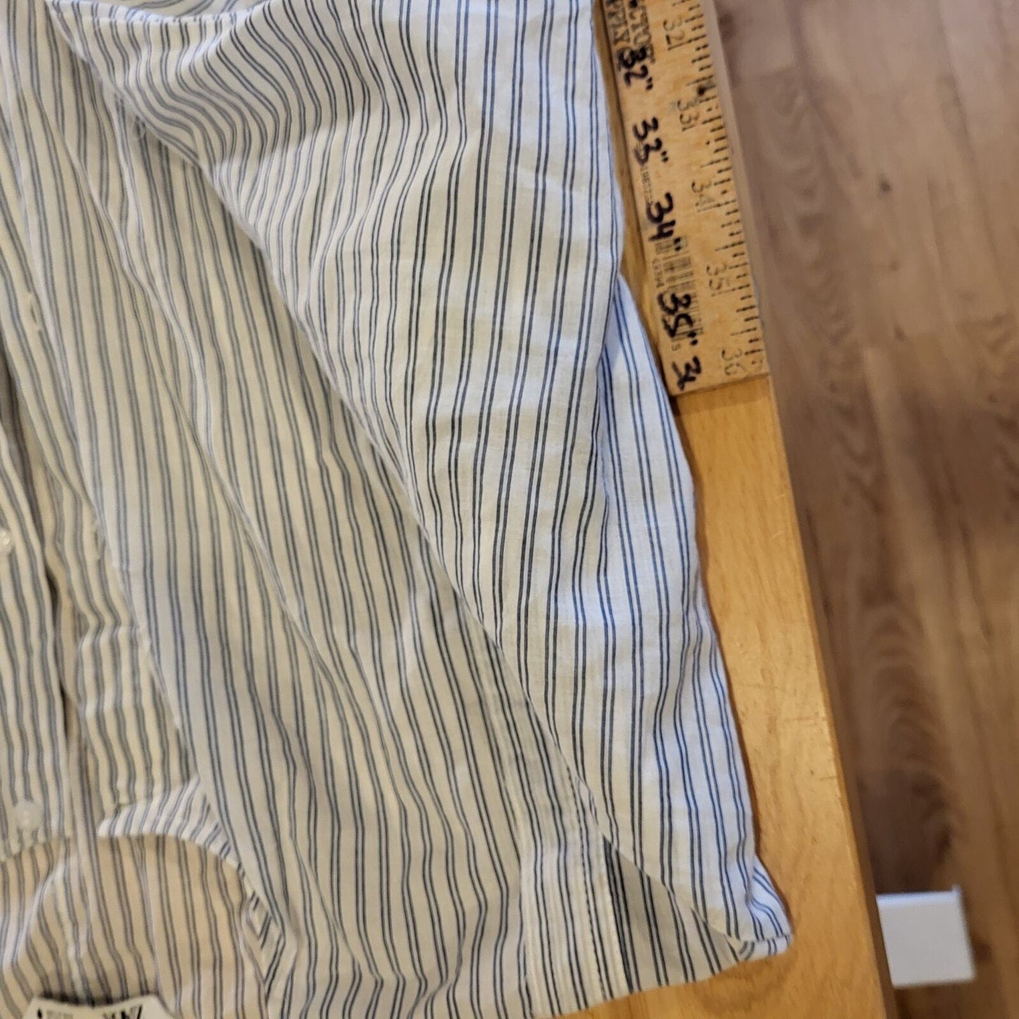 Zara White Striped Cotton Shirt Dress Gathered Back Pockets Small