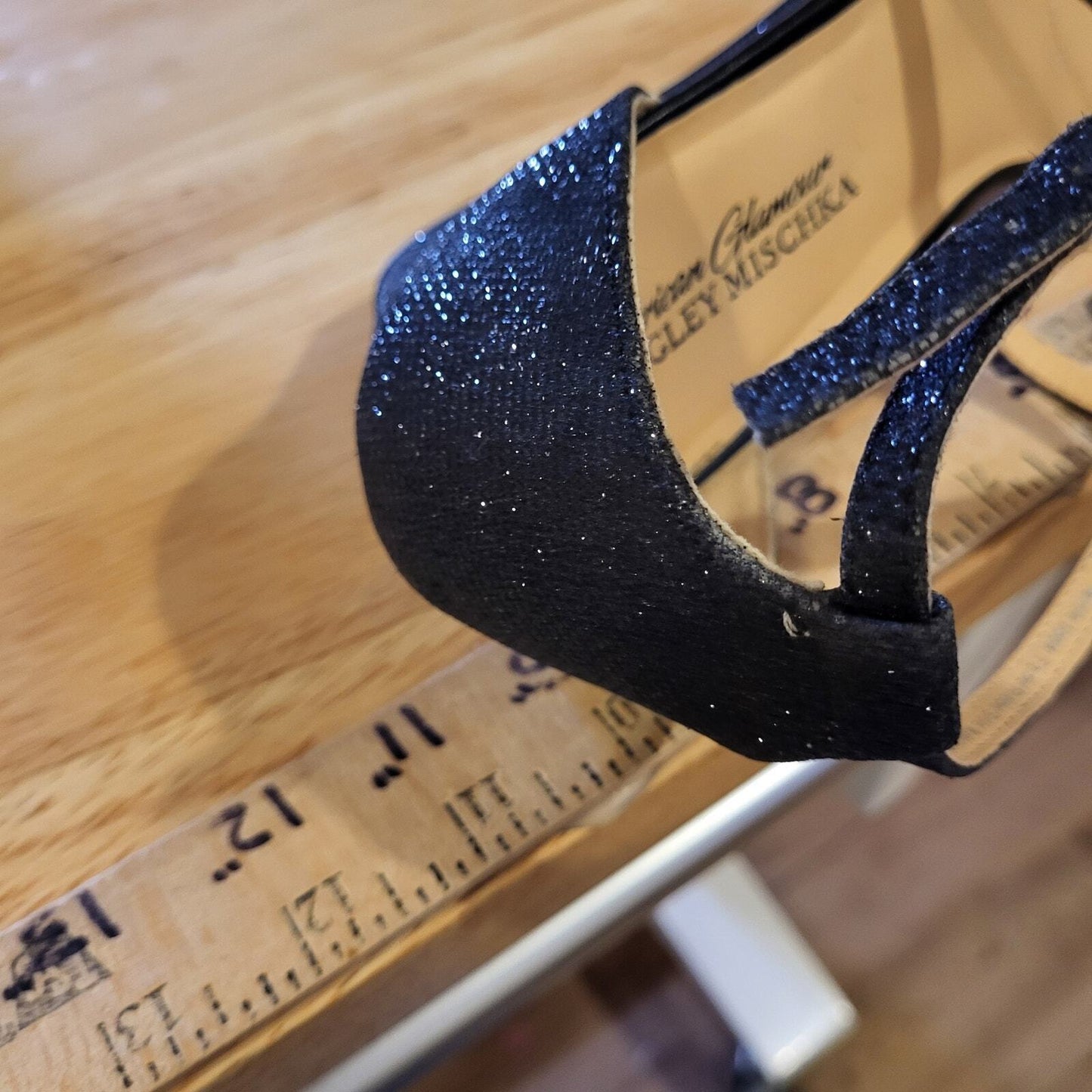 Badgley Mischka Black Rhinestone Strappy Wedge Worn Once Designer size 10