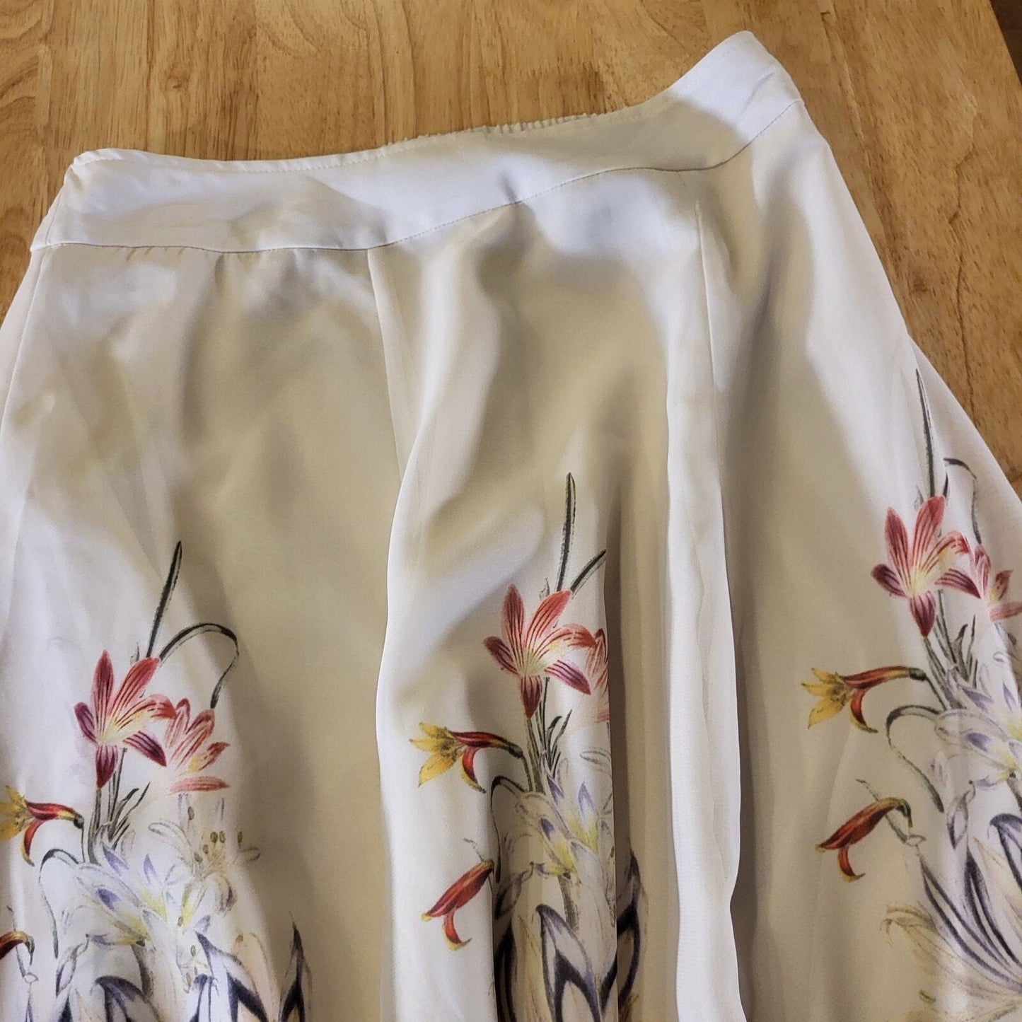 Soft Surroundings Floral Print Cream Circle Skirt Petite Small