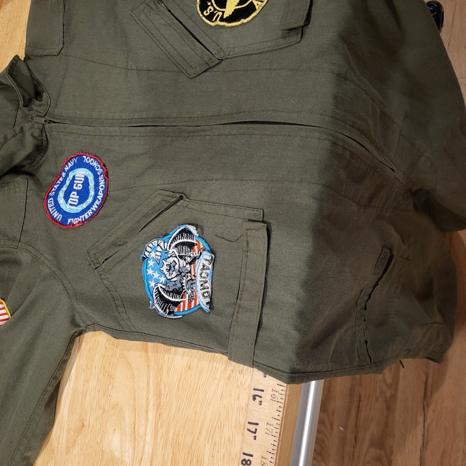 Top Gun Fighter Pilot Suit Patches Green Small 15" Waist 17" Shoulder