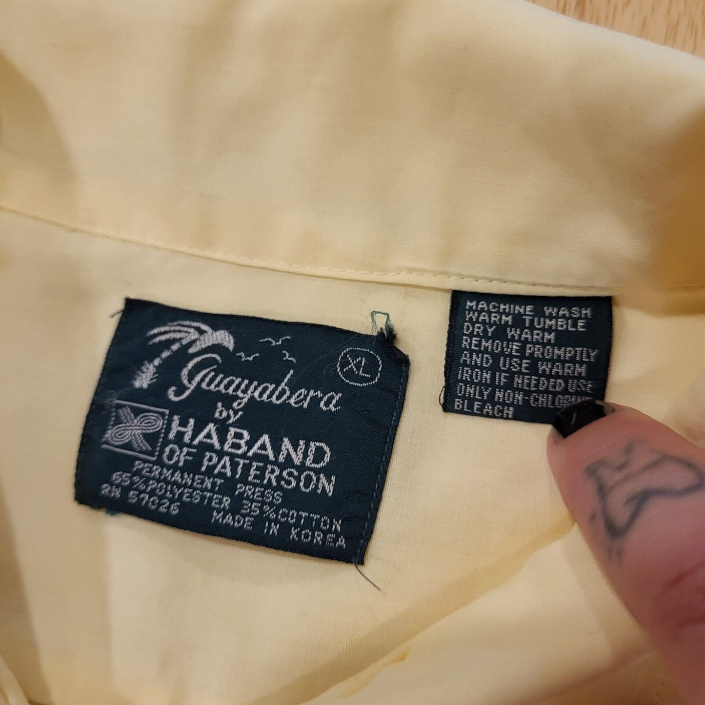 Yellow Guayabera Cuban Cotton Blend Button Down Collared Shirt 27" Pit2pit