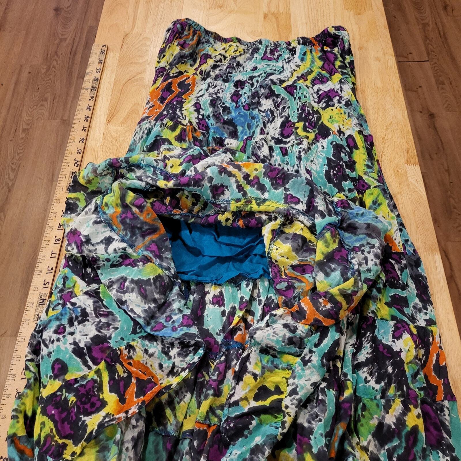 Lot of 2 Hippie Skirts Cotton Peasent Elastic Waist Long Bohemian Medium