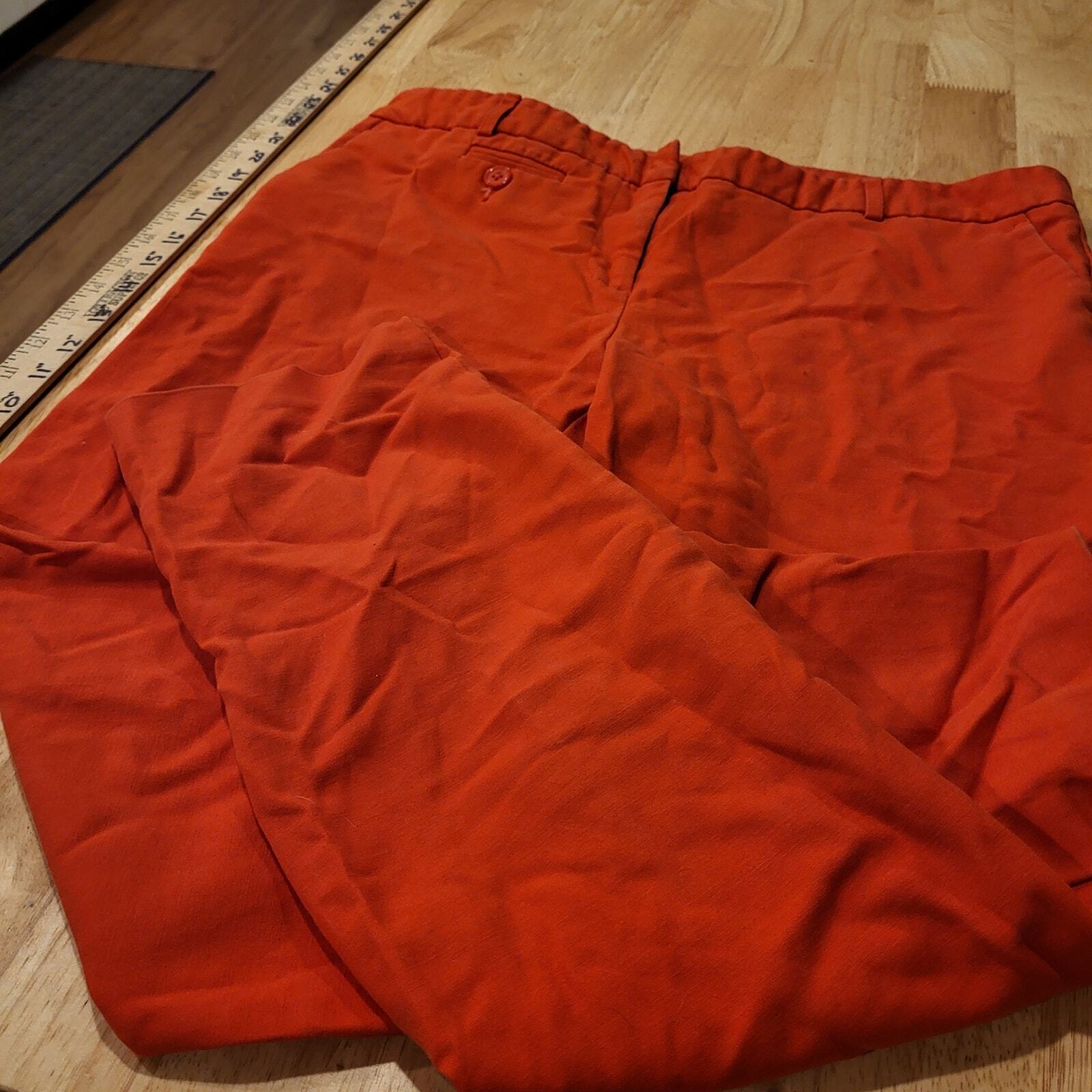 Van Heusen Studio Stretch Cotton Blend Red Trousers 25" Inseam Straight Leg