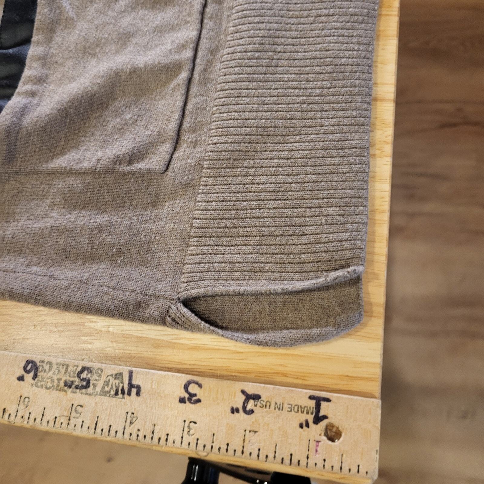 Jeanne Pierre 100% Cotton Beige Sweater Dress Knit Faux Leather Pocket Collar sm
