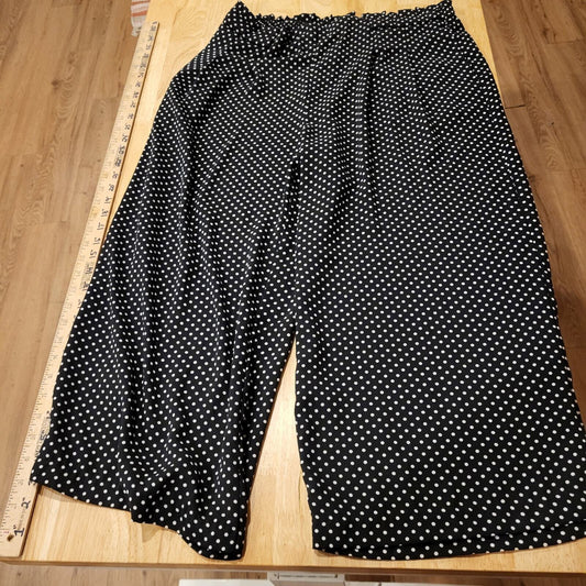 Adriene Vittadini Black & White Polkadot Elastic Waist Wide Leg Palazzo pants