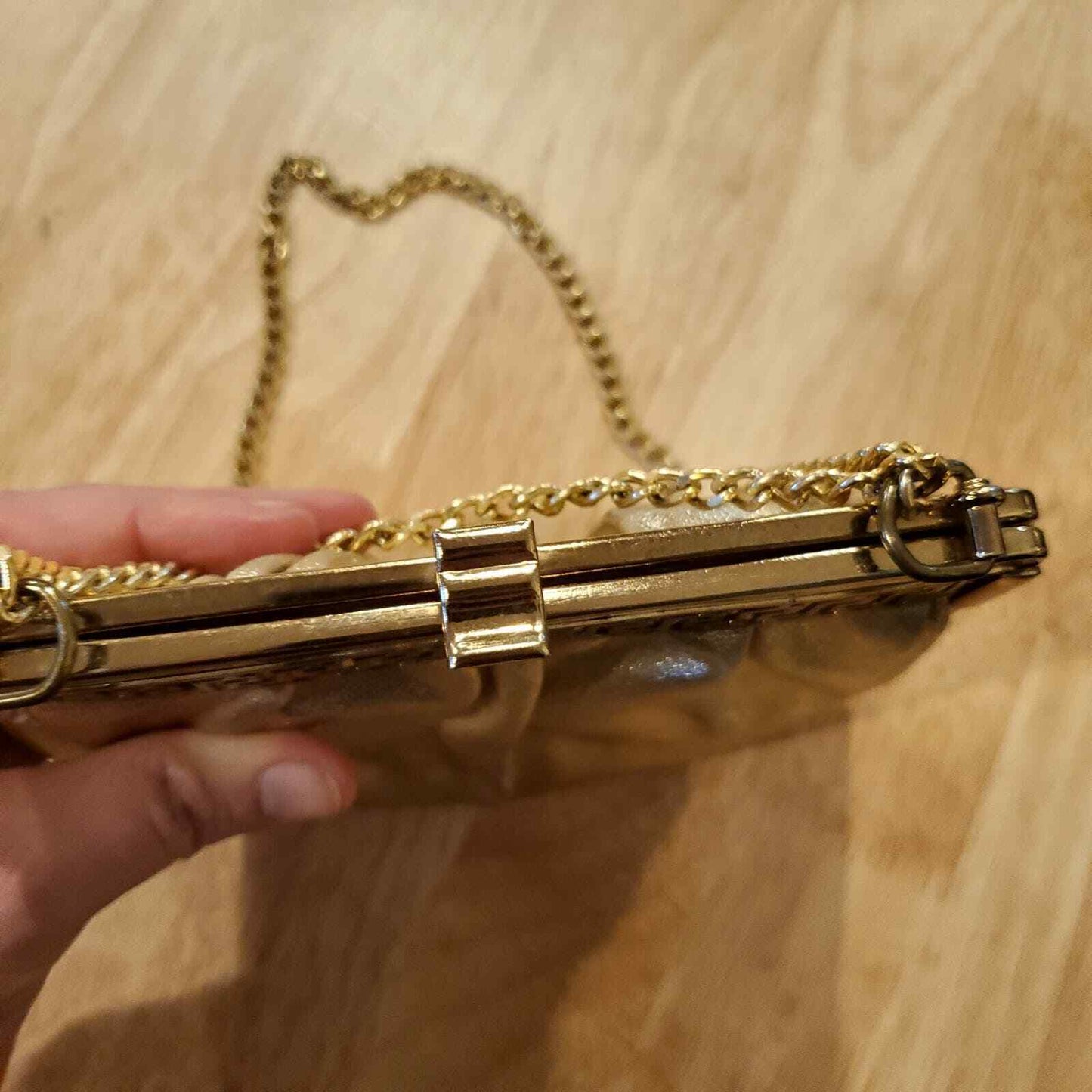 Vintage Gold Clasp Purse Chain Strap Attached Coin Purse