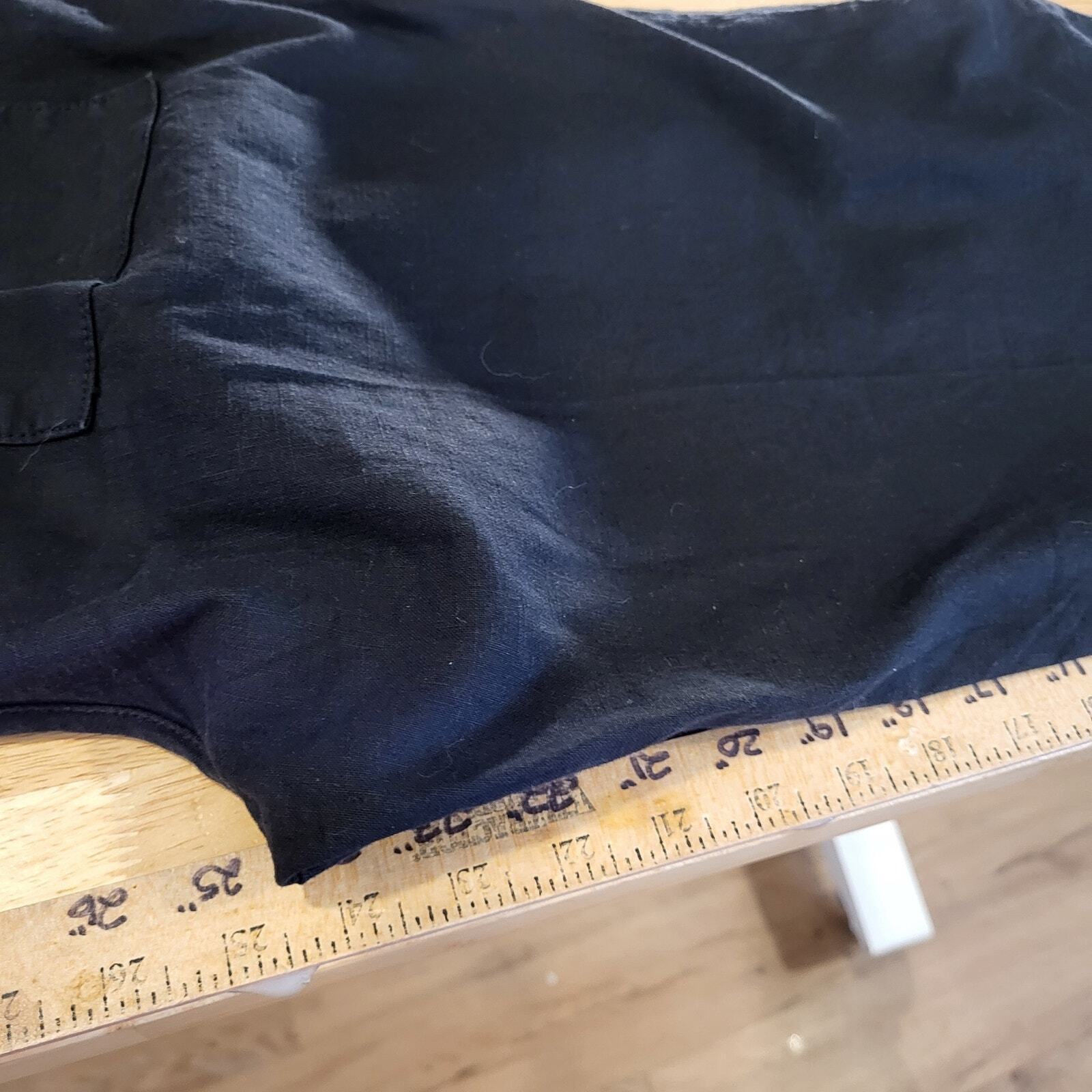 Frank & Eileen Linen & Flax Black Slacks Distressed Cuff Straight Leg Ankle 
