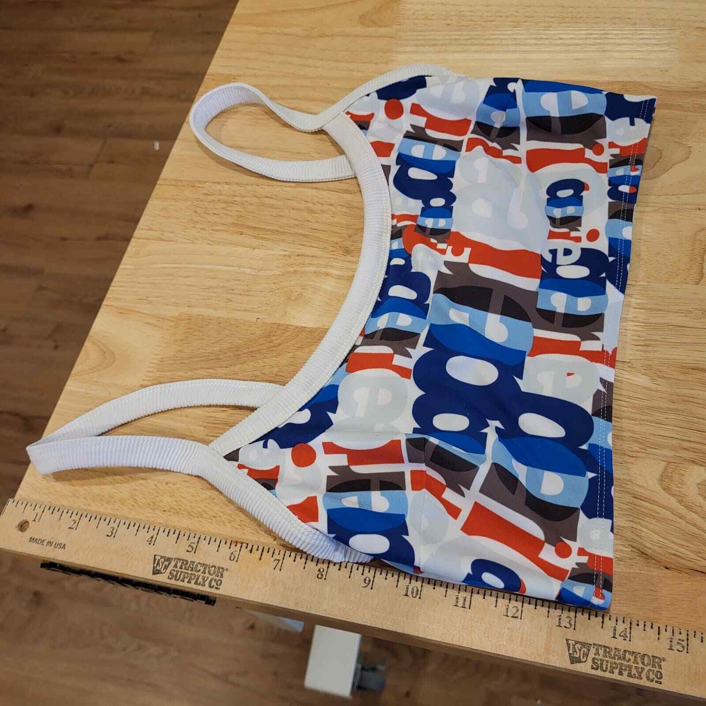 Aerie Swim Sports Top Signature Print Red White Blue Medium 