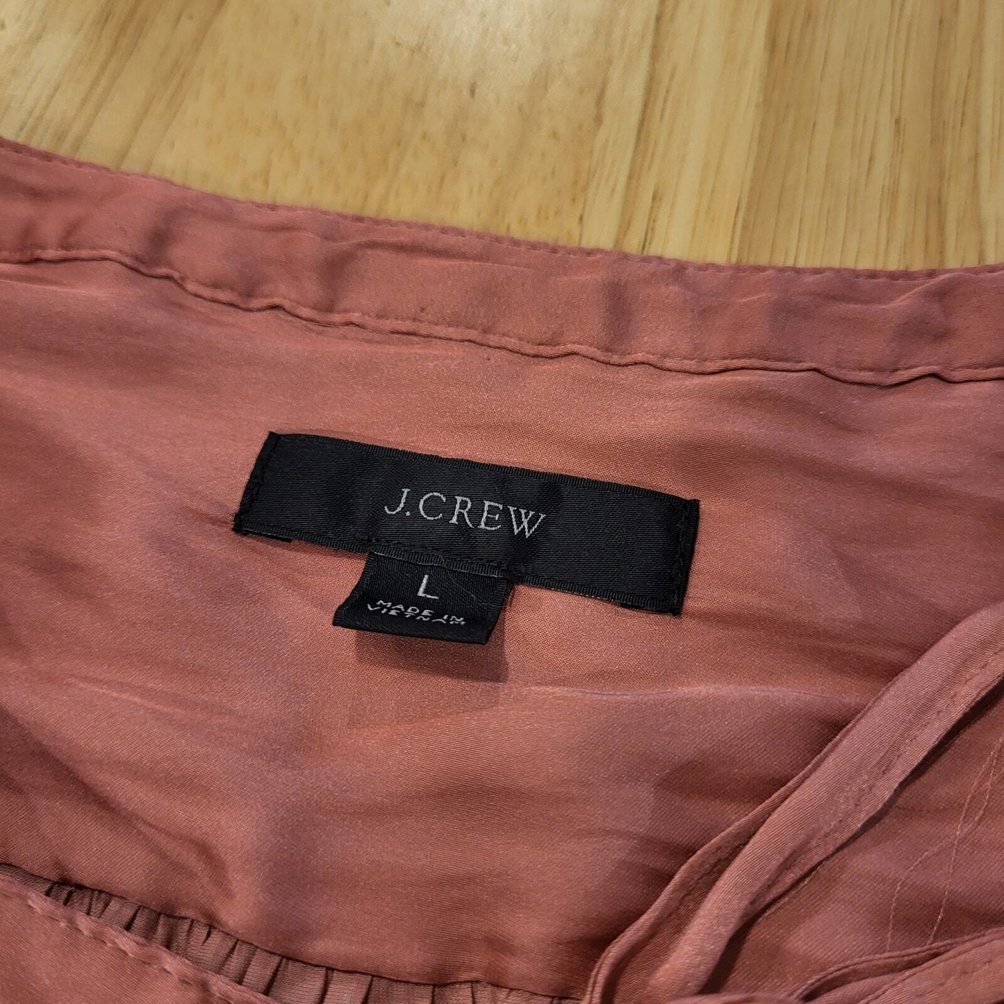 Re-Imagined J. Crew Pink Satin Long Balloon Sleeve Tie Pleat Detail Blouse 23"
