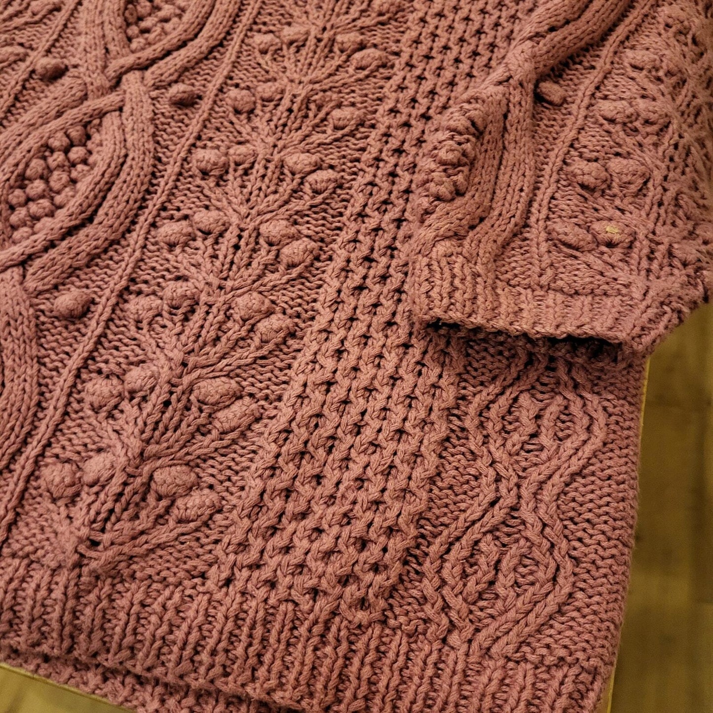 Express Tricot Vintage 90's Chunky Handknit Pink Sweater Ramie Cotton Large