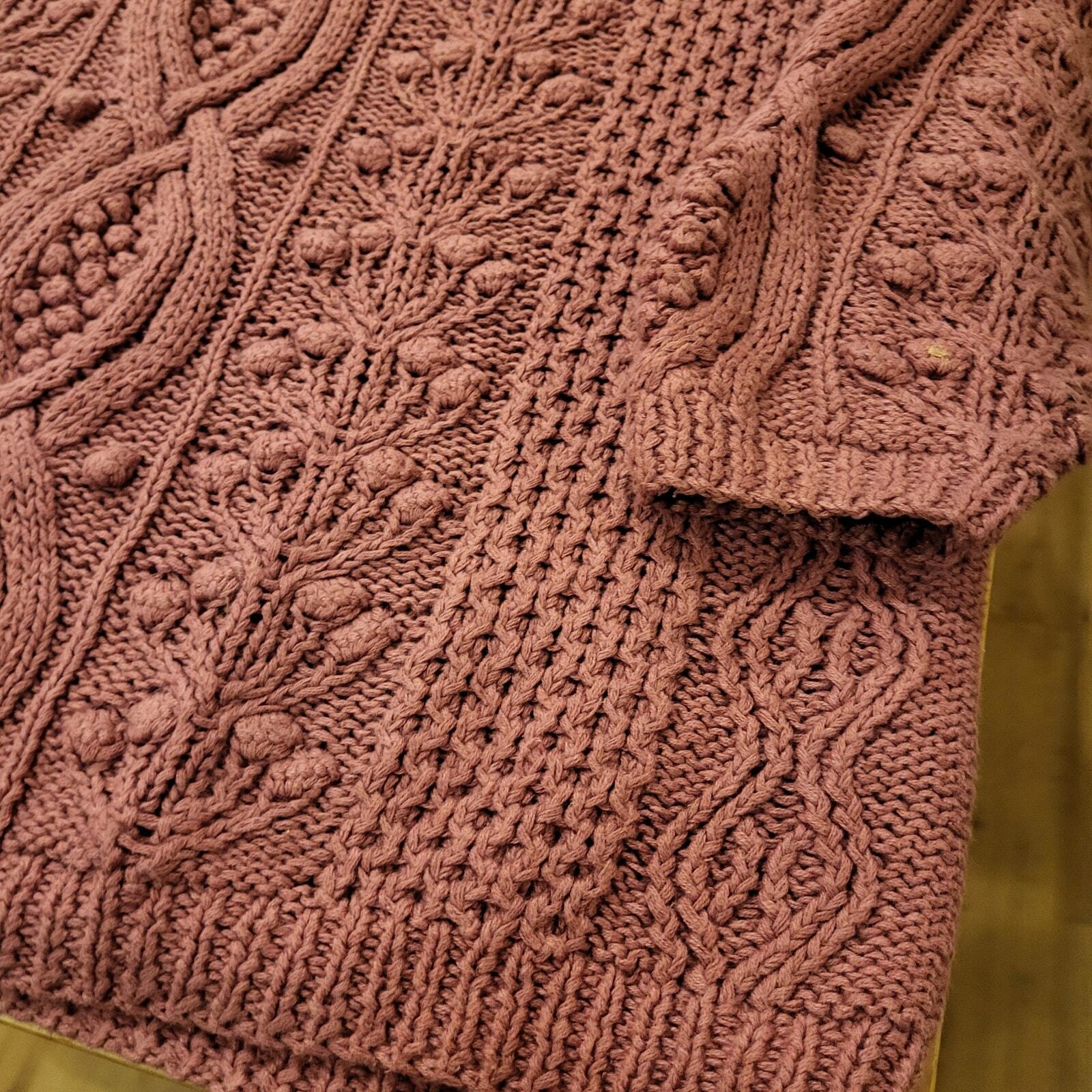 Express Tricot Vintage 90's Chunky Handknit Pink Sweater Ramie Cotton Large