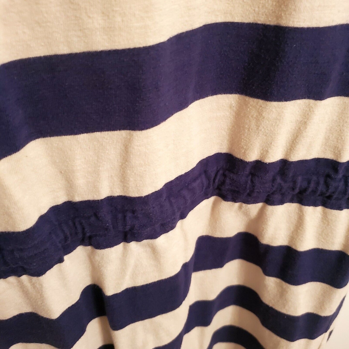 Merona Blue Striped Knit Mini Dress Adjustable Waist 3/4 Sleeve