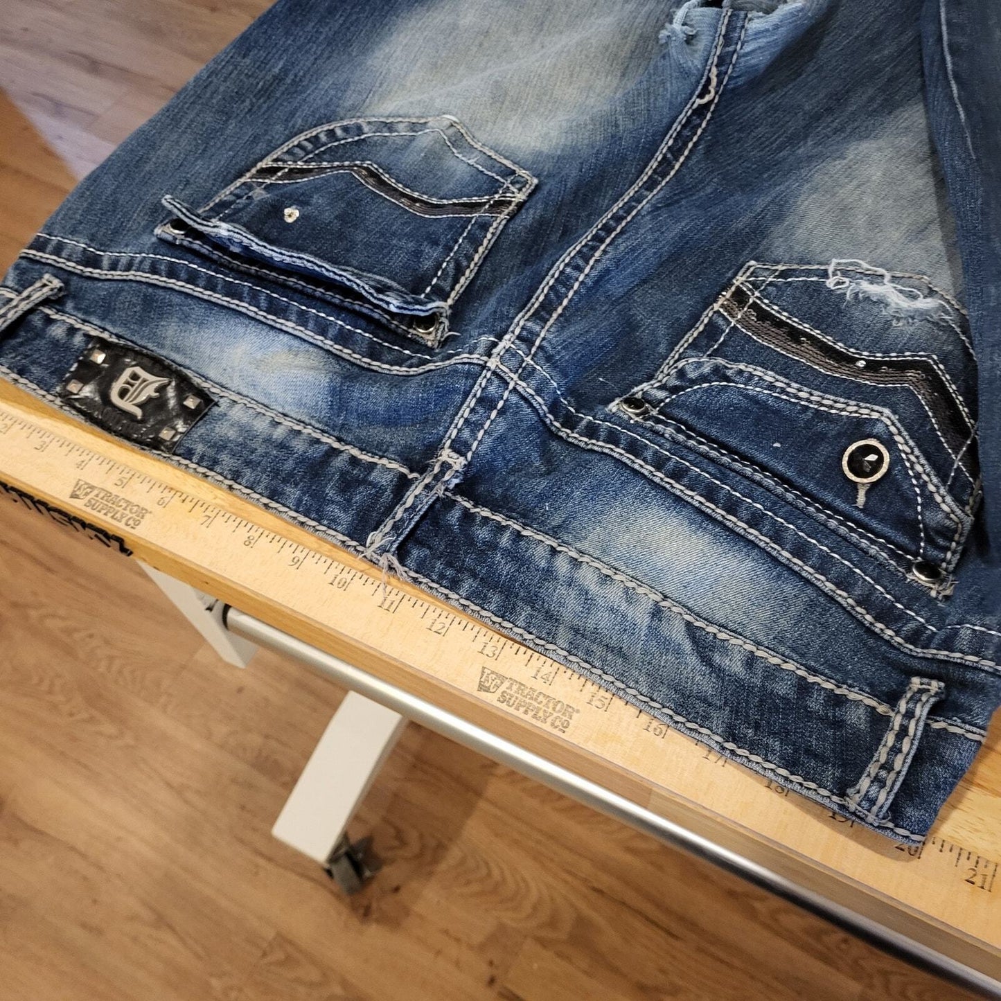 Vintage Dollhouse Jeans 40" Waist Ripped Crotch Damaged Y2K Craft