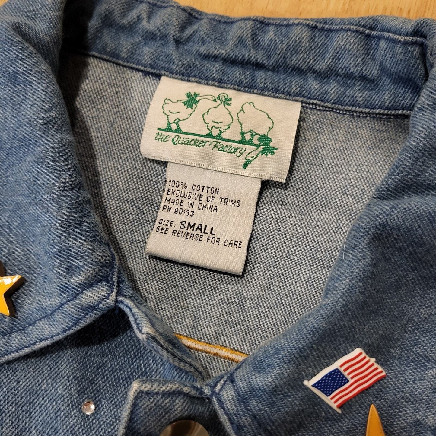 The Quacker Factory America Embroidered Jean Jacket Small