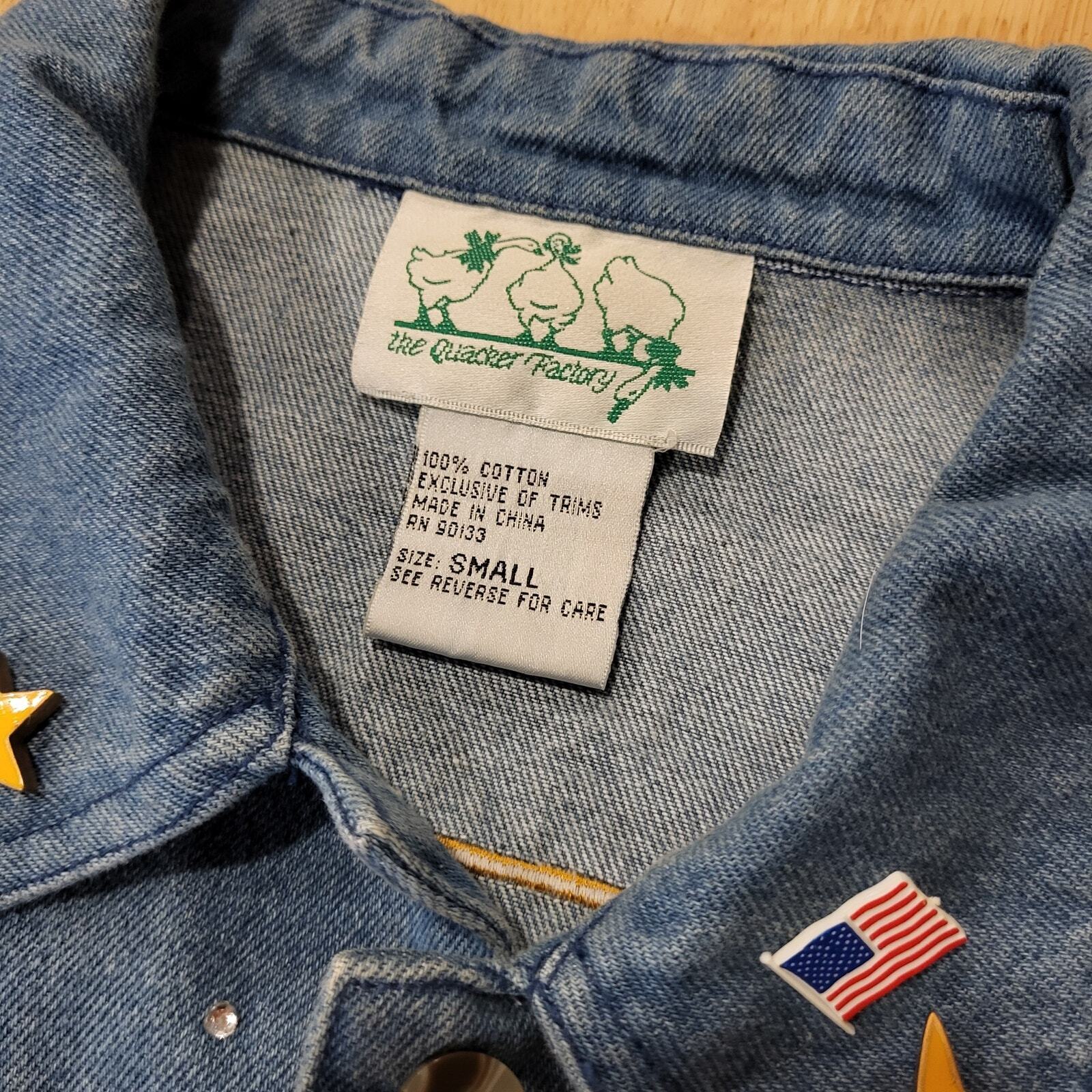 The Quacker Factory America Embroidered Jean Jacket Small