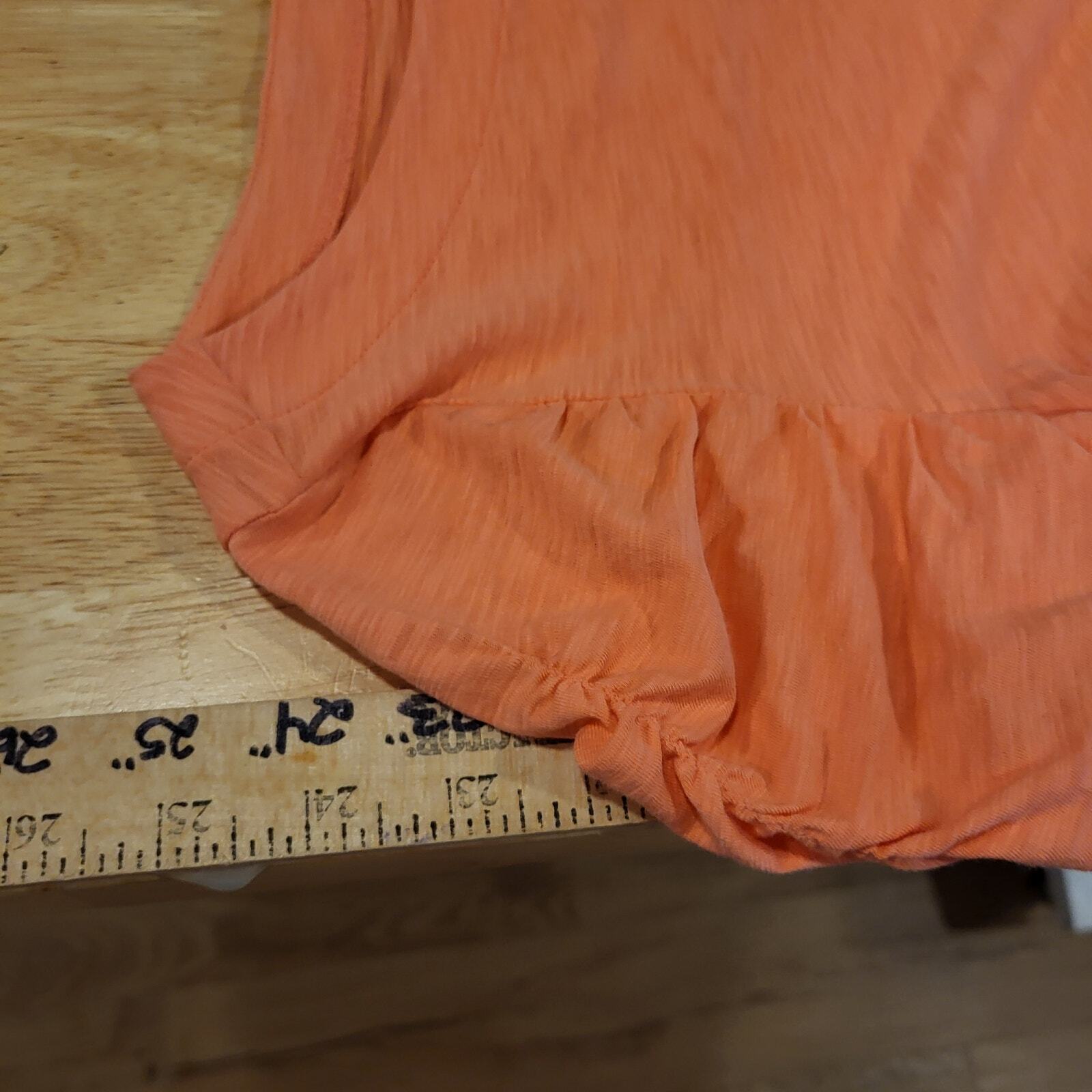 Lilly Pulitzer Salmon Orange 100% Pima Cotton Ruffle Shoulder T-shirt Small