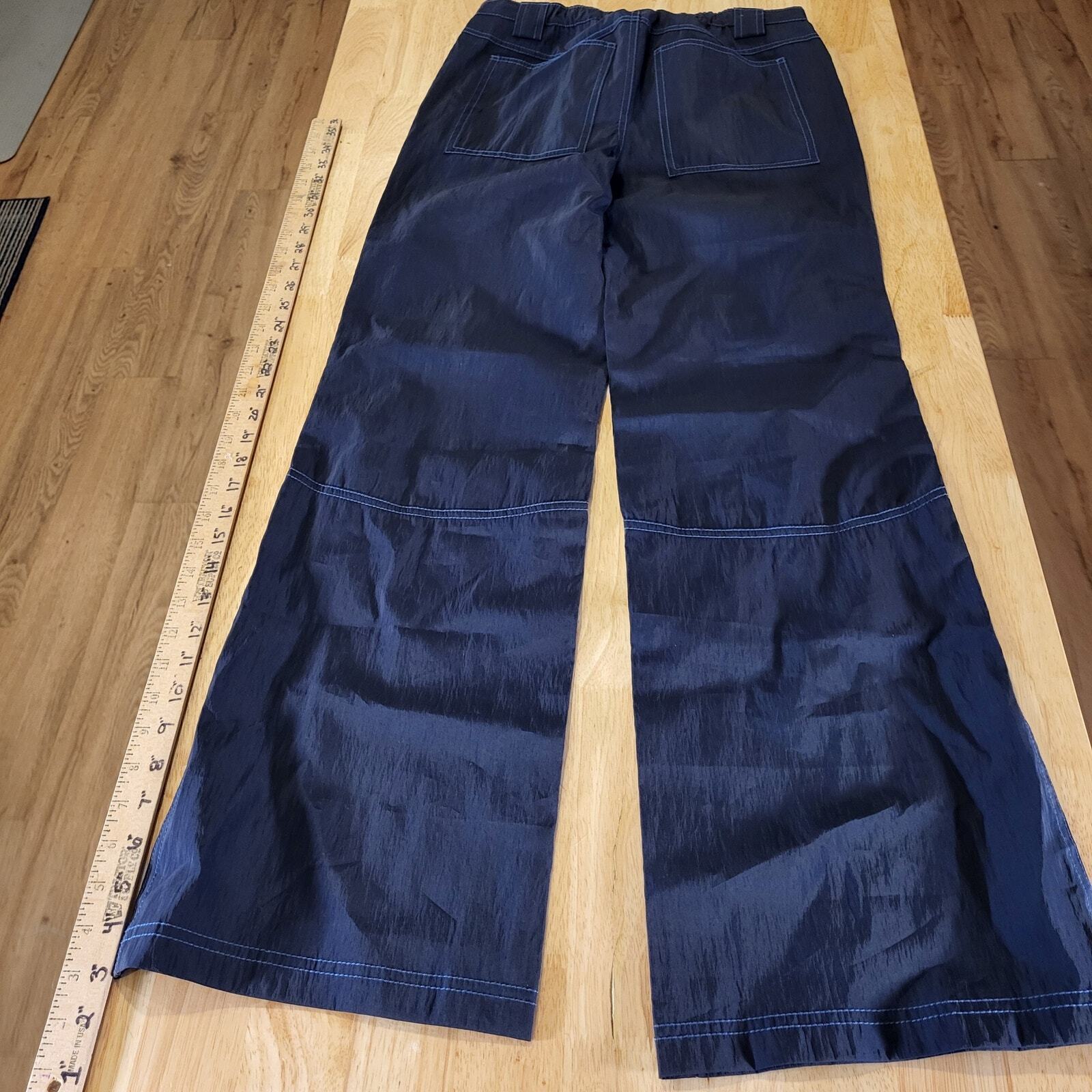 Silence+ Noise Size 2 Blue Nylon Y2K Pants 30" Inseam 26" Waist Flare 