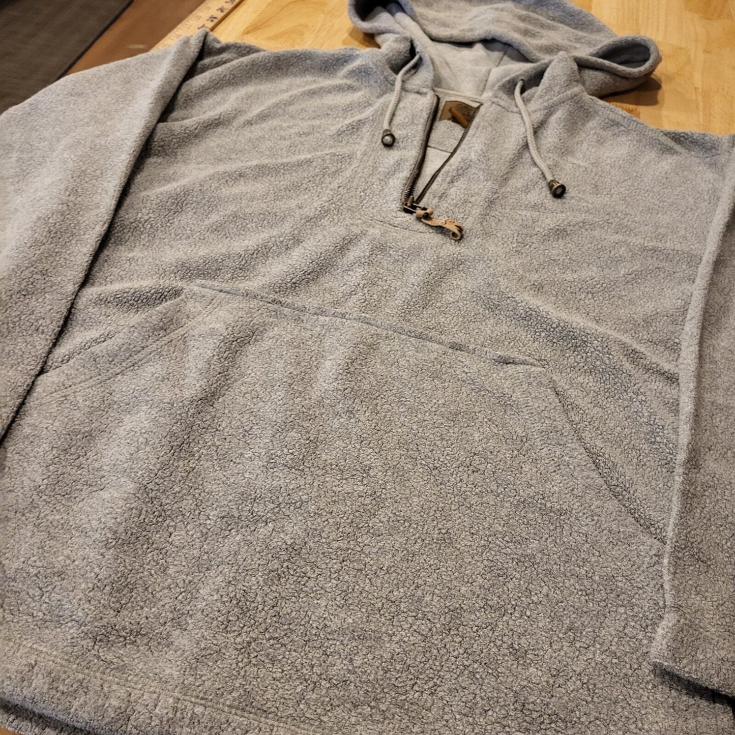 Heather Gray St. John's Bay Cotton Blend 1/4 Zip Hoodie Pocket Small 22" P2P