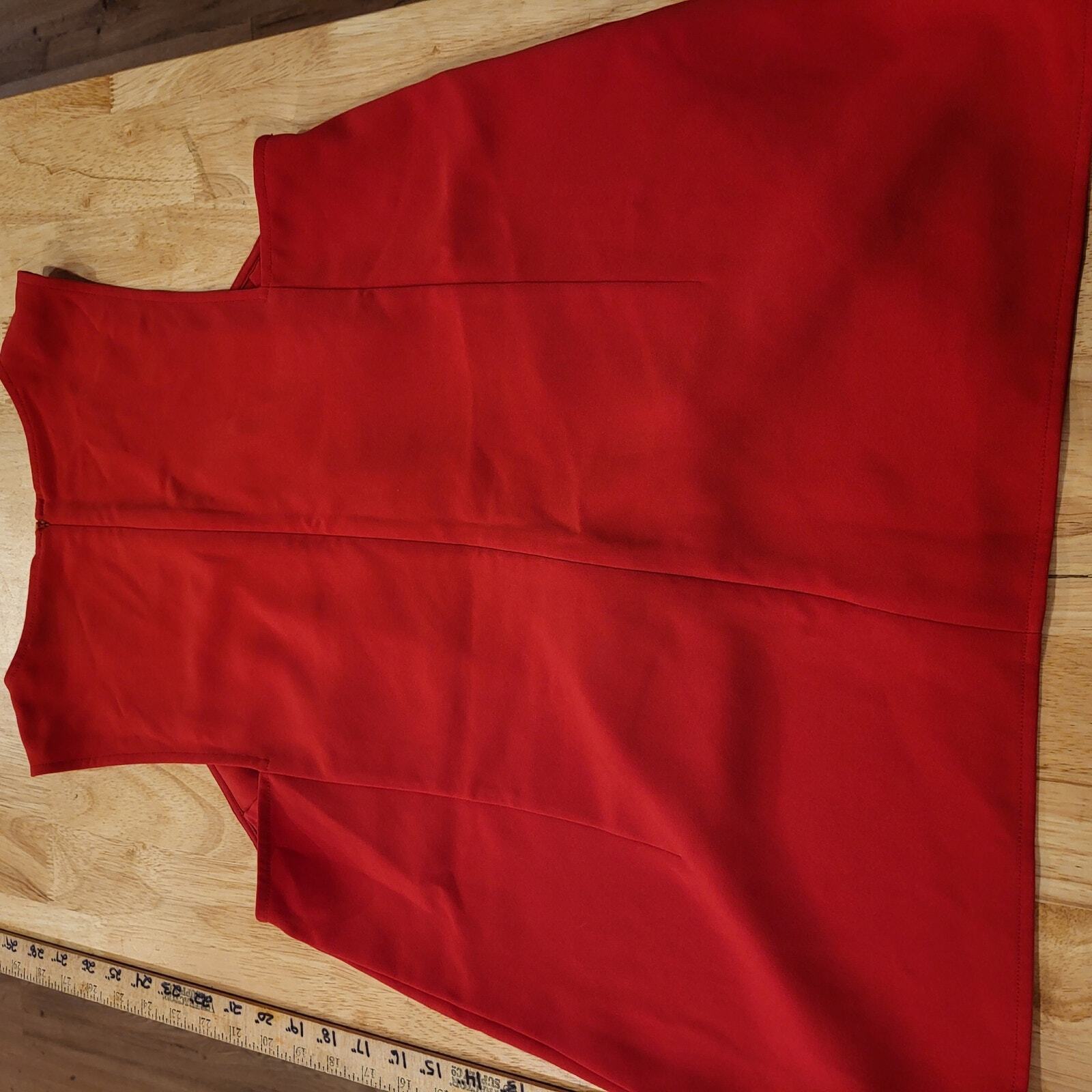 Red Doncaster size 8 Sleeveless Blouse Dart Detail  19" P2P 25" shoulder to hem