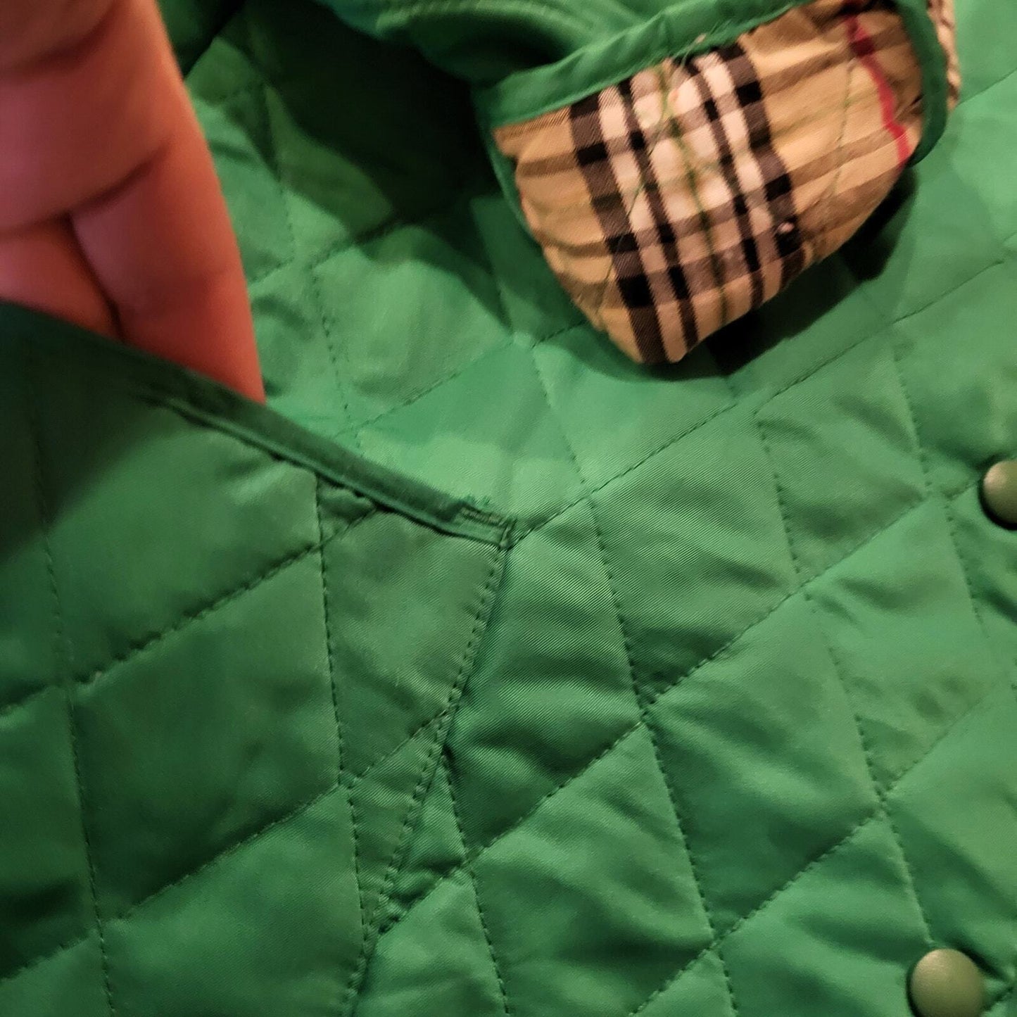 Selena Sport Green Quilted Jacket Plaid Tartin Lined Pockets XL