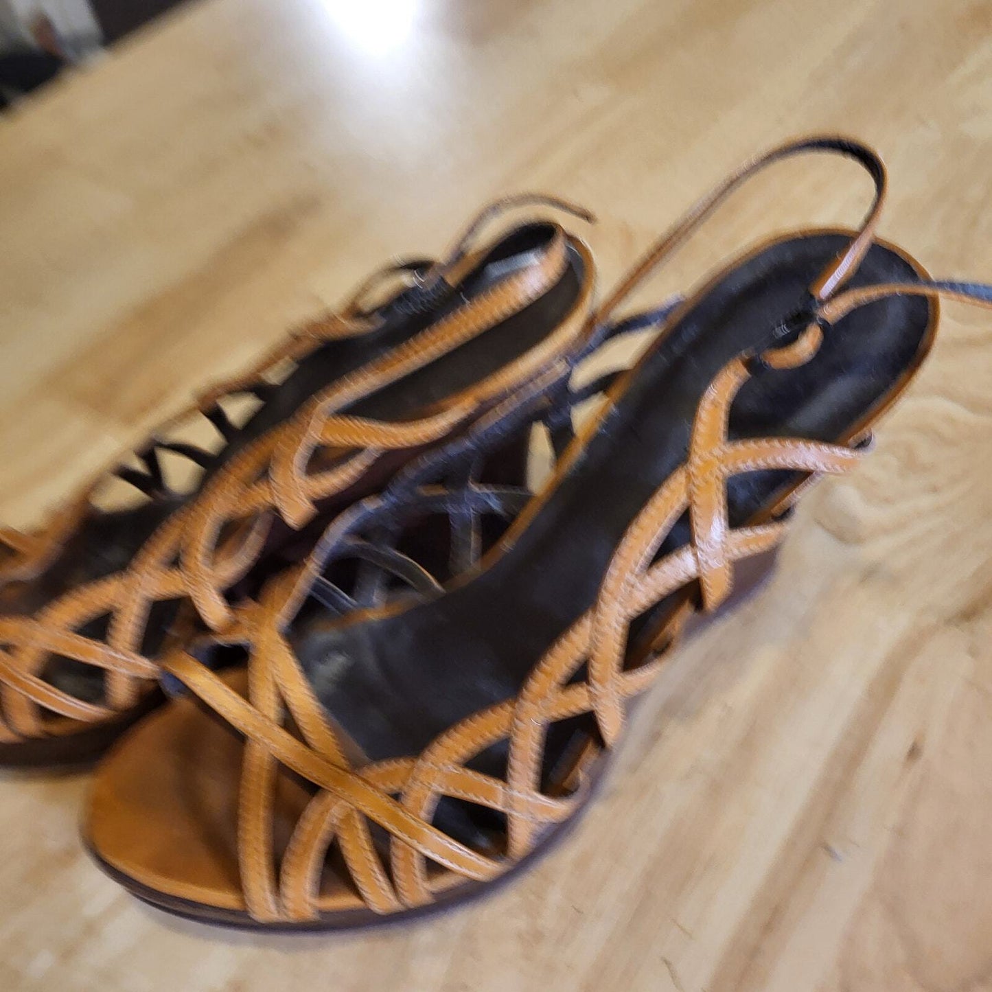 Light Brown Strappy Wedge Aldo Shoes Sling Back Size 8