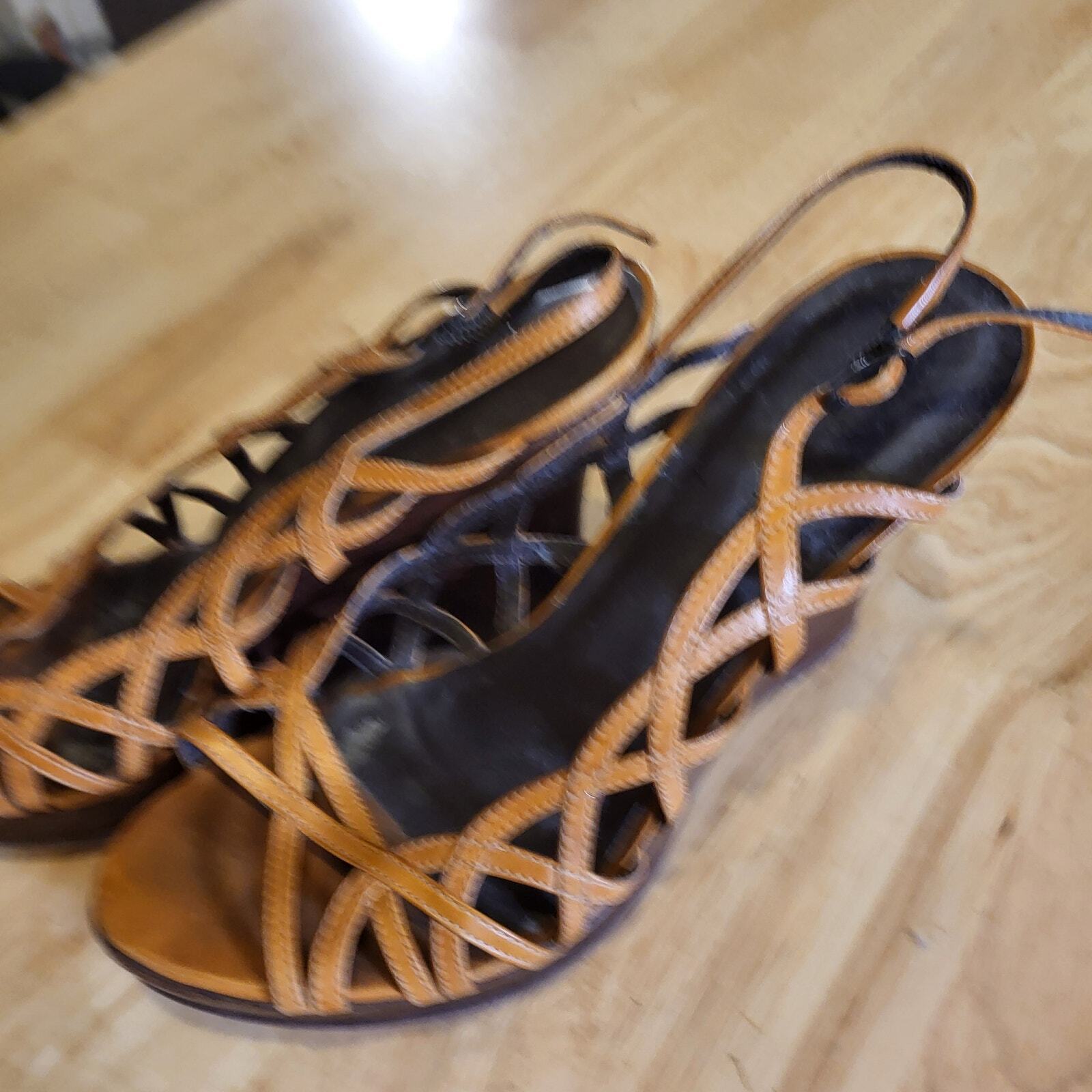 Light Brown Strappy Wedge Aldo Shoes Sling Back Size 8