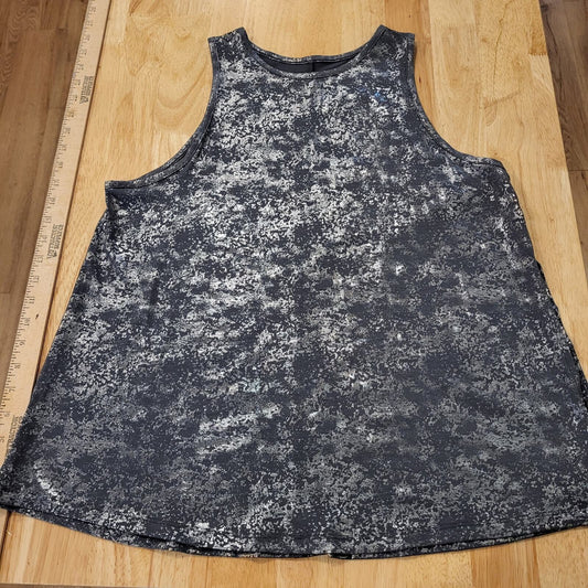 Gunmetal Gray Silver Metallic Knit All In Motion Tank Medium