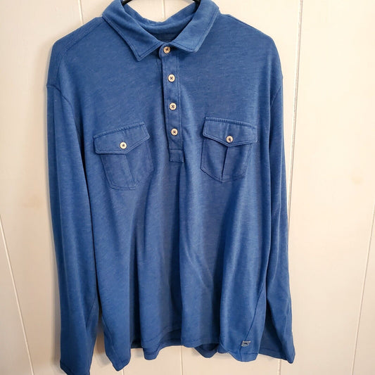 Tommy Bahama 3/4 Button Blue Jersey Long Sleeve Men's Shirt
