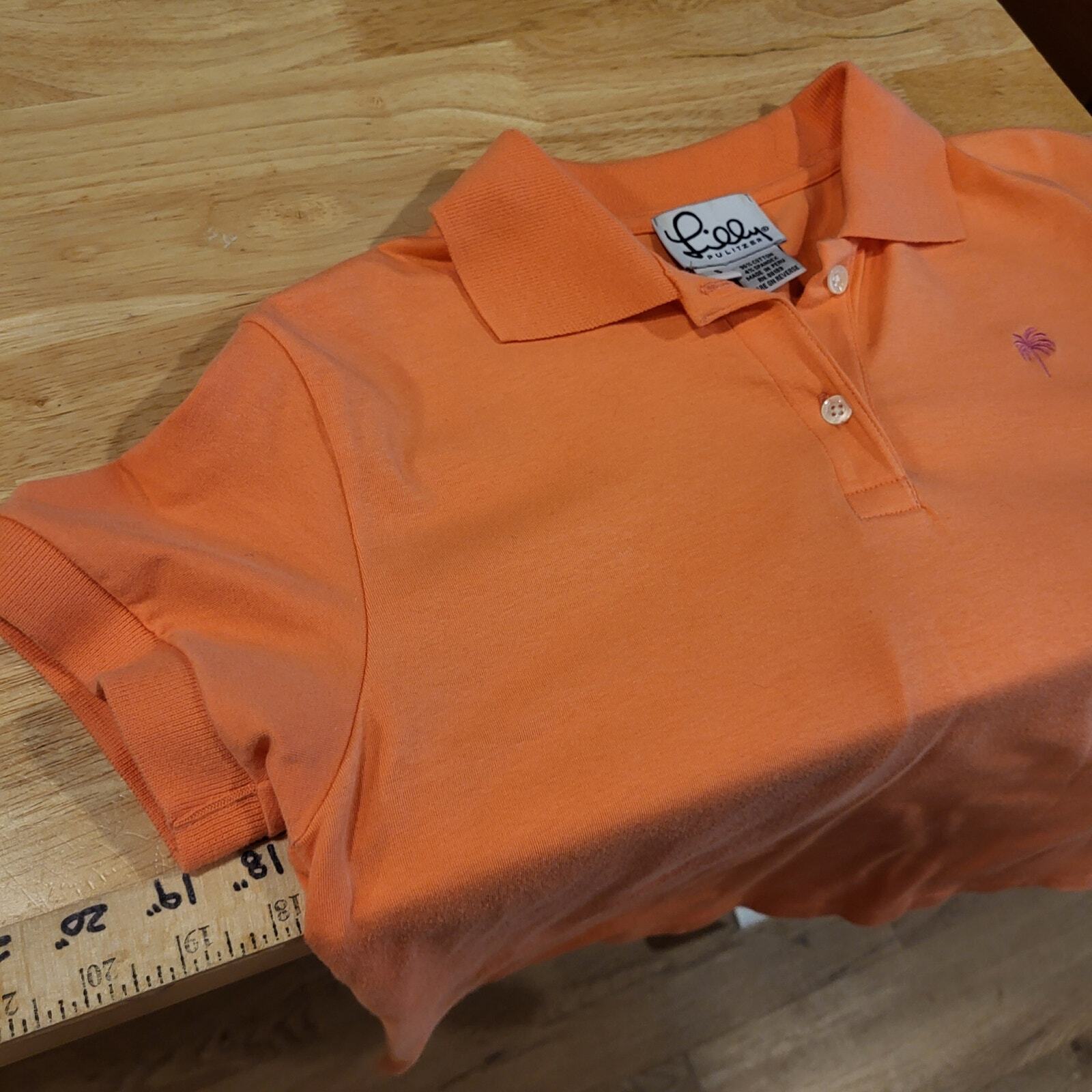 Lilly Pulitzer orange golf polo small collared button 18" pit 2 pit
